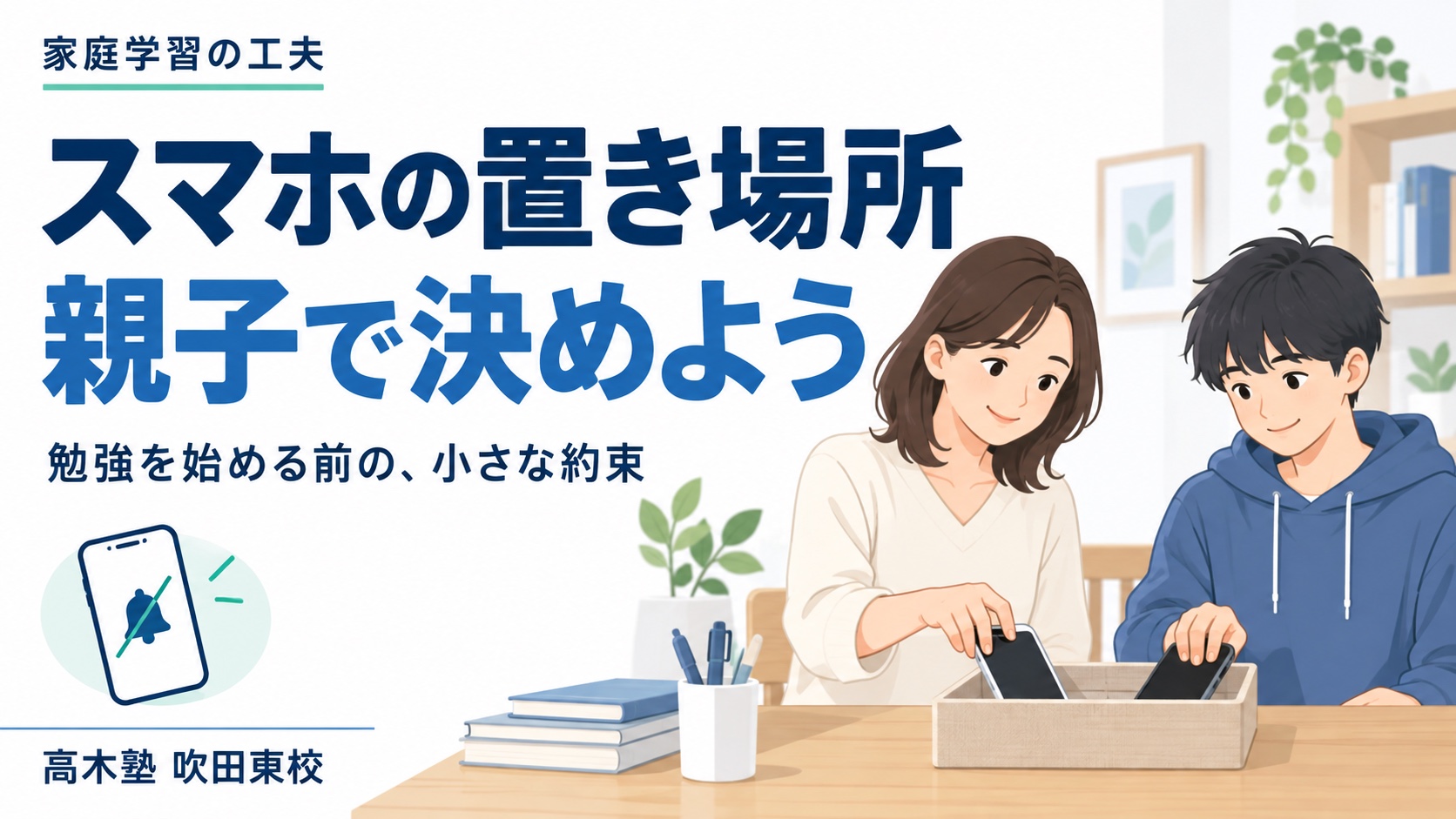 スマホの置き場所を親子で決めよう｜高木塾 吹田東校